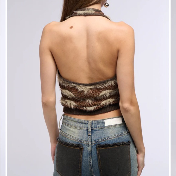 Akira Brown and Tan Women's Halter Top - Picture 4 of 5
